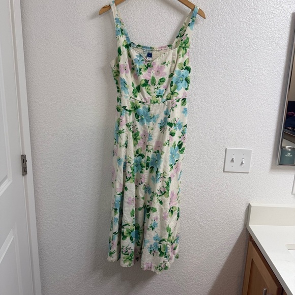Old Navy Fit & Flare Linen-Blend Midi Dress Size Medium - Picture 1 of 3
